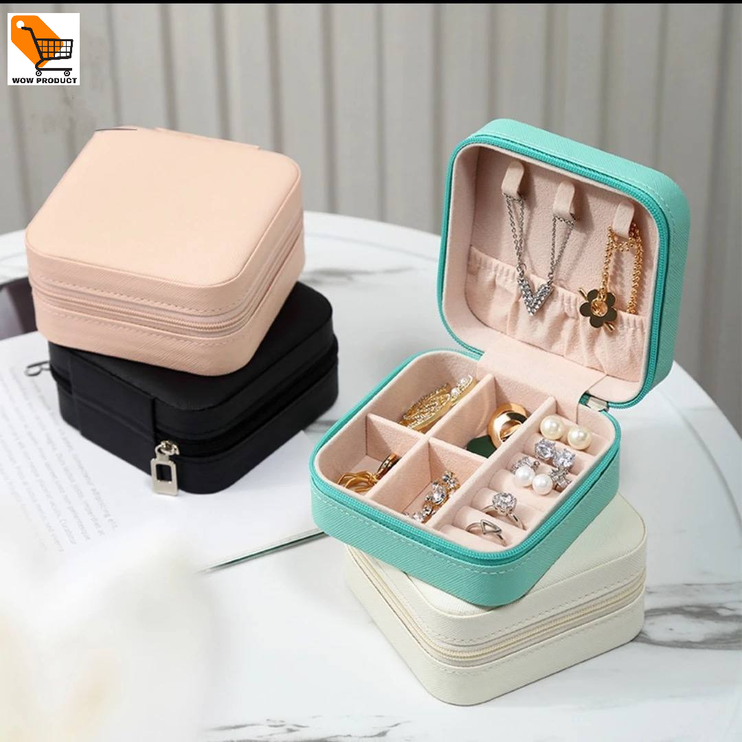 Jewellery Zipper Box Simple Pu Leather Earrings Jewellery Storage