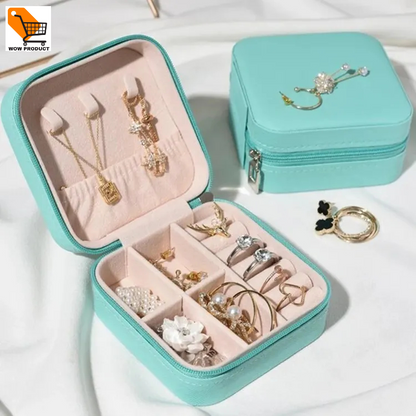 Jewellery Zipper Box Simple Pu Leather Earrings Jewellery Storage