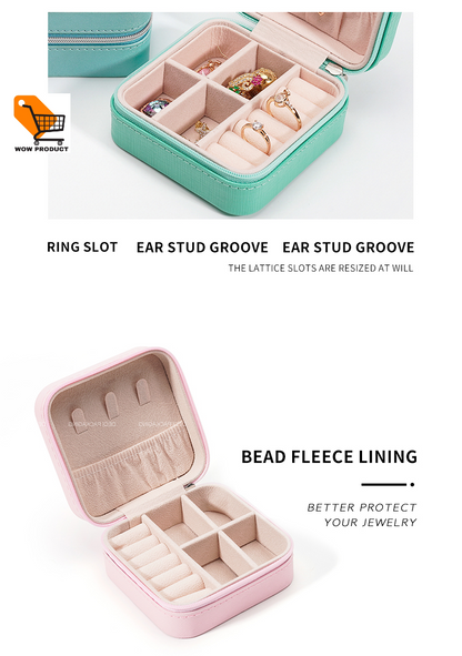 Jewellery Zipper Box Simple Pu Leather Earrings Jewellery Storage