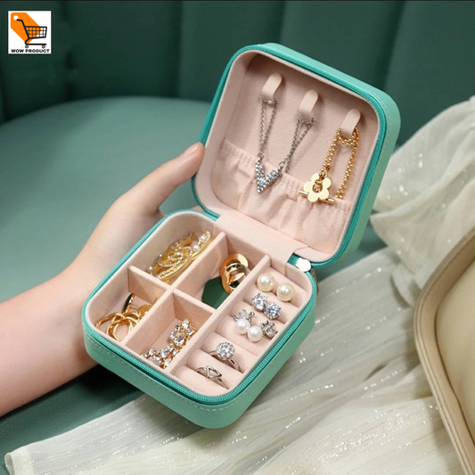 Jewellery Zipper Box Simple Pu Leather Earrings Jewellery Storage